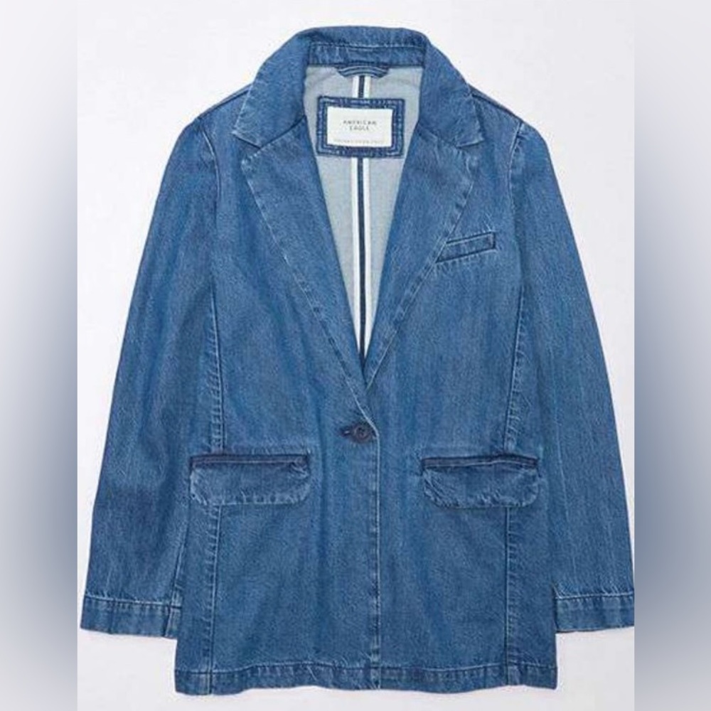 American Eagle Outfitters Blue Denim Blazer